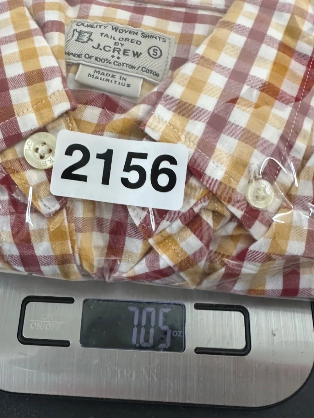 J.Crew Men's Size Small Long-Sleeve Button-Down Shirt Red/Gold Checkered Plaid